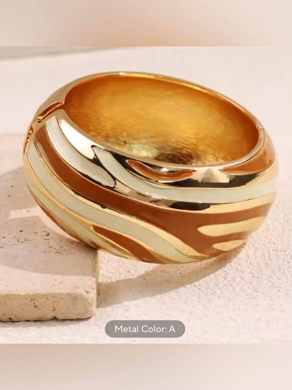 Sequin Orange gold brown beige yellow Zinc Alloy Hand-Painted Cuff Bracelet NEW